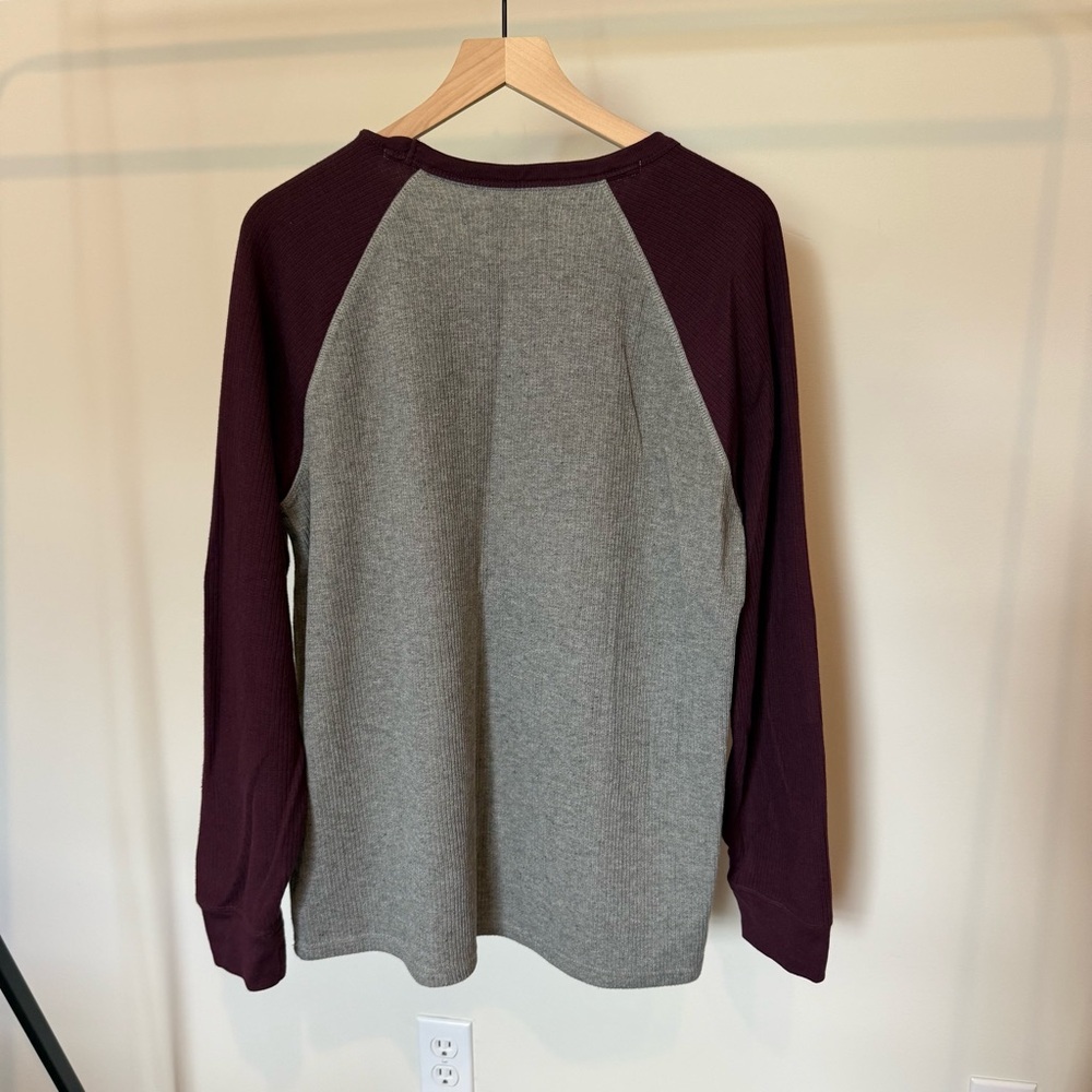 Lucky Brand Gray and Maroon Raglan Thermal Long Sleeve Tee - Picture 4 of 5